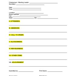 Outstanding Free Formal Meeting Minutes Template Sample Word