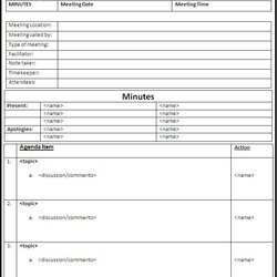 Supreme Free Printable Meeting Minutes Template Templates