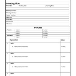 The Highest Quality Meeting Minutes Template Printable Forms Format Outline Informal Edit Of