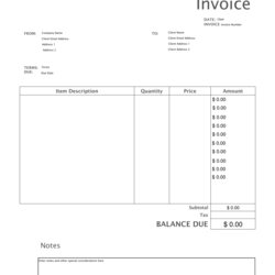 Tremendous Free Blank Invoice Templates In For Template Word