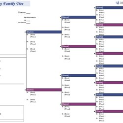 Matchless Free Family Tree Template Printable Blank Chart Excel Later Version Landscape