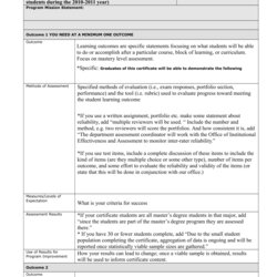 Assessment Plan Template Sample Documents Program Certification Example