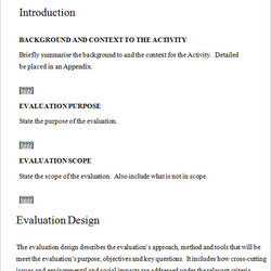 Evaluation Plan Templates Free Samples Examples Format Sample Tool Template