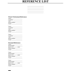 High Quality Free Reference List Template Word