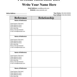 Fine Professional Reference Page Sheet Templates Template Lab