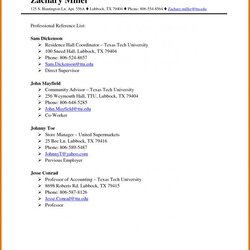 Outstanding Reference List Template Business References Of
