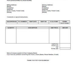 Great Free Invoice Templates For Word Excel Open Office Template Format Doc Document Editable Sample