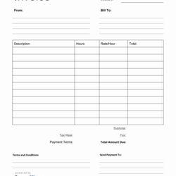 Out Of This World Blank Invoice Template