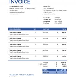 Sample Invoice Template Excel