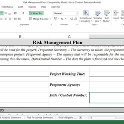 Exceptional Risk Management Plan Template In Excel
