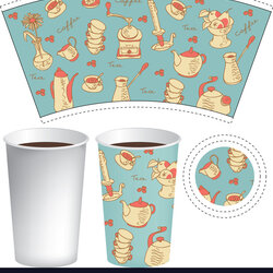 Fantastic Template Paper Cup For Hot Drink Royalty Free Vector Image