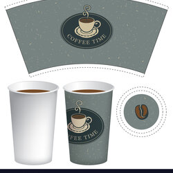 Eminent Paper Cup Template For Hot Drink With Coffee Vector Image
