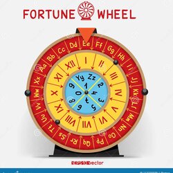 Matchless Wheel Of Fortune Template Stock Vector Illustration Preview Letters Roman Numerals Shadow White