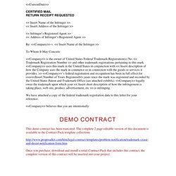 Tremendous Cease And Desist Letter Examples Format Sample Trademark Using