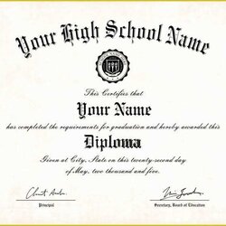 Tremendous Free High School Diploma Templates Of Template With Certificate Printable Graduation Seal