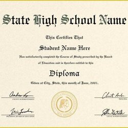 Admirable Free High School Diploma Templates Of Template With Style Seal Surfeit Skills Purpose Every