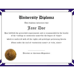 Preeminent Real Fake Diploma Templates High School College Template Printable
