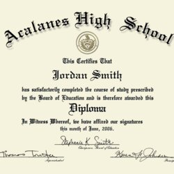 Fantastic High School Diploma Template Download Free