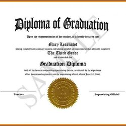 Smashing Free High School Diploma Templates Graduation Certificates Completion Excellent Image