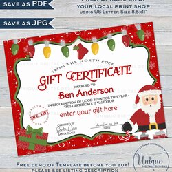 Swell Gift Certificate Editable From Santa Custom