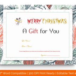 Brilliant Merry Christmas Gift Certificate Templates Ms Word Template Mouse