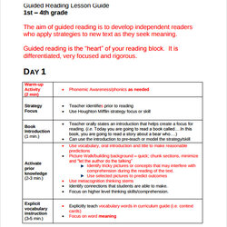 Marvelous Free Sample Guided Reading Lesson Plan Templates In Grade Plans Second Template