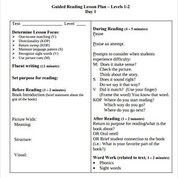 Worthy Free Sample Guided Reading Lesson Plan Templates In Template Remarks Word Kindergarten Weekly