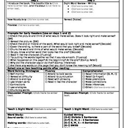 Exceptional Early Guided Reading Lesson Plan Template Editable By Sara Whitener Next Original