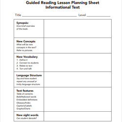 Admirable Sample Guided Reading Lesson Plan Template Free Examples Format