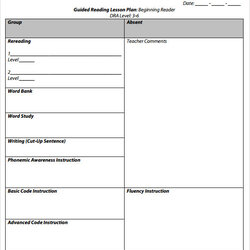 Preeminent Free Sample Guided Reading Lesson Plan Templates In Template Format Plans Literacy Formats Grade