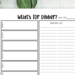Superior For Dinner Printable Meal Planner