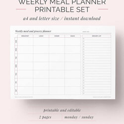 Magnificent Dinner Planner Template Weekly Meal Printable Of