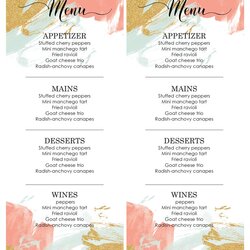 Marvelous Design Templates Menu Wedding Food Bar Template Editable Restaurant Word Microsoft Simple Choose