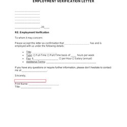 Marvelous Sample Blank Employment Verification Letter Every Last Template Free