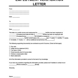 Employment Verification Letter Template Sample Download