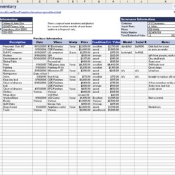 Terrific Insurance Itemized List Of Household Items Ms Excel Templates Spreadsheet Home Inventory Example