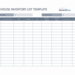 Cool Warehouse Inventory List Template In Excel