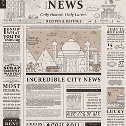 Out Of This World Design Old Vintage Newspaper Template Showing Articles By Aesthetic Layout Headlines Vector