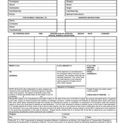 Blank Template Lading Bill Forms Templates Of