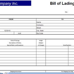 The Highest Quality Form Lading Bill Of Template