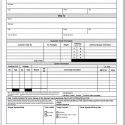 Blank Template Unique Ocean Bill Of Lading Form Legal Visit