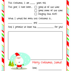 Letter To Santa Free Printable Claus