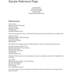 Professional Reference Page Sheet Templates Template Lab