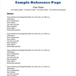 Supreme Sample Reference Page Template Documents In Blank Printable Templates