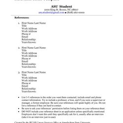 Very Good Professional Reference Page Sheet Templates Template References List Kb