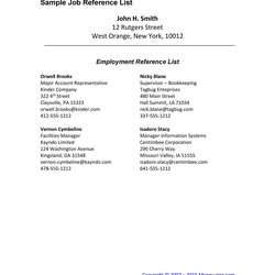 Outstanding Professional Reference Page Sheet Templates Template Lab Employment References Unusual Democracy