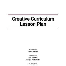 Creative Curriculum Lesson Plan Template Google Docs Word Apple