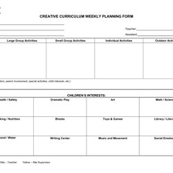 Champion Creative Curriculum Weekly Plan Lesson Plans Preschool Blank Template Templates Activities Planning