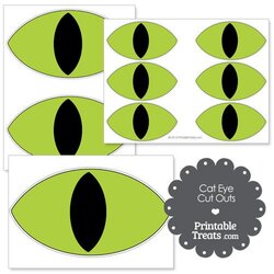 Peerless Printable Green Cat Eye Cut Outs From Halloween Eyes Template Cats
