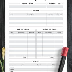 Tremendous Download Printable Monthly Budget With Recap Section Planners Template